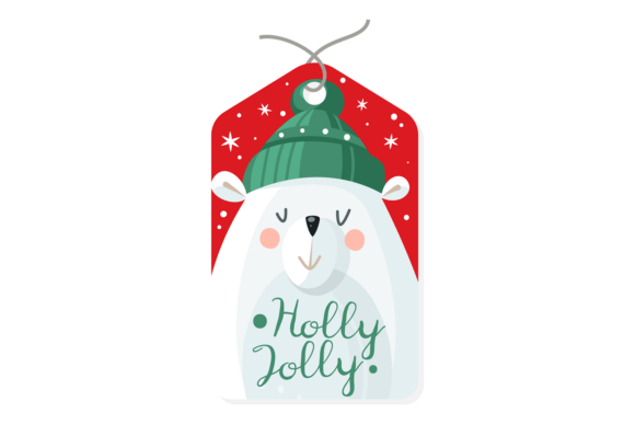 Decorative Gift Label with Polar Bear: Festive Winter Font