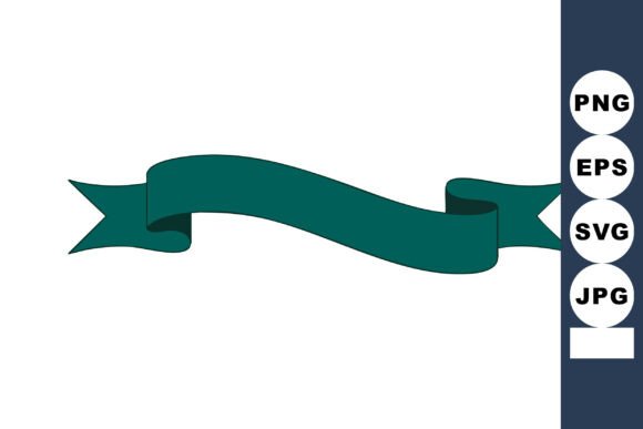 Decorative Green Ribbon Banner with Curl: A Calming Design Asset
