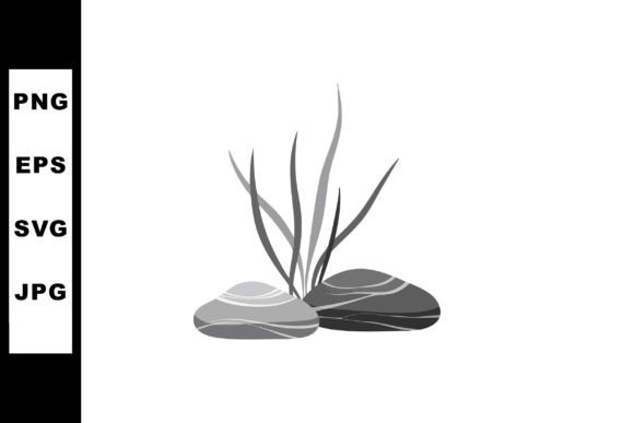 Decorative River Rocks and Tall Grass Ve: A Natural Design Asset