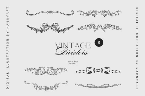 Elevate Your Designs with the 8 Decorative Vintage Dividers Set
