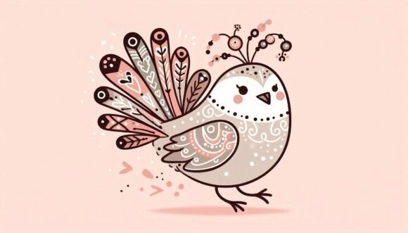 Enchanting Cute Quail with Decorative Spots and Orn for Projects