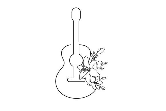 Guitar with Flowers Decorative Artwork: A Creative Asset