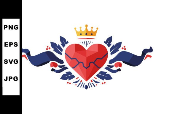 Heart Emblem with Crown and Decorative B: A Royal Touch for Your Designs