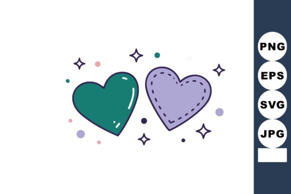 Two Decorative Hearts Vector with Stars: A Playful Design Asset